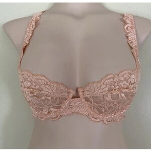 La Perla Bra 32A Underwire, Coral, Lace No padding, Italy size 1